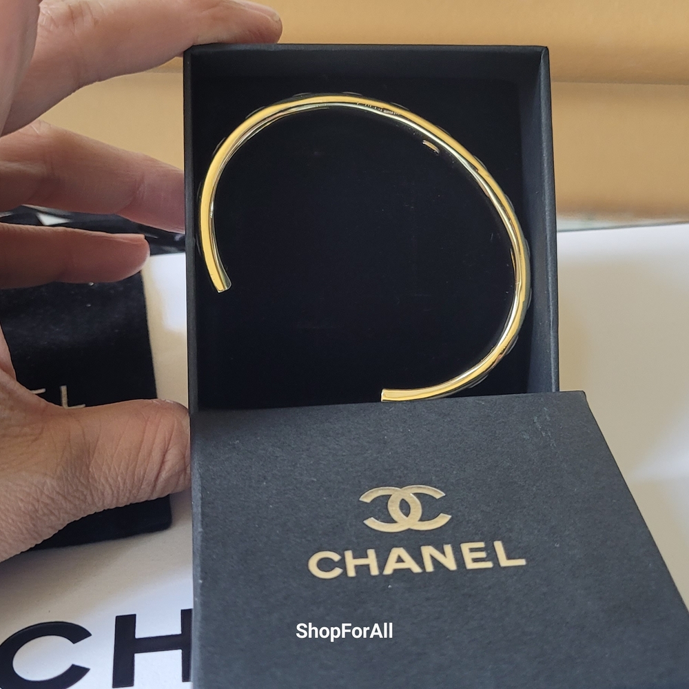 Chanel Gold and White Bangle Bracelet - Picture 5 of 12